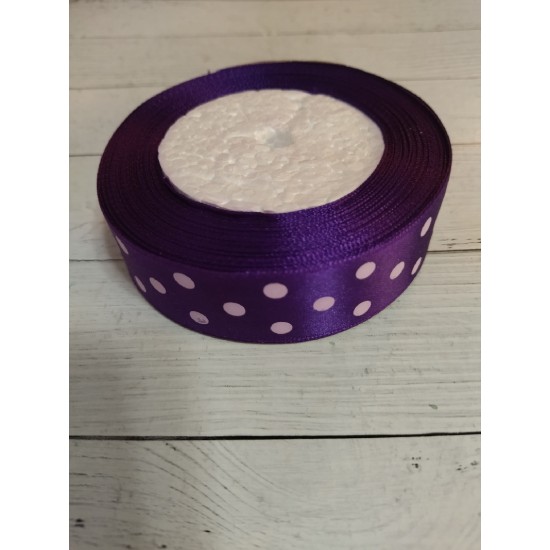 Лента атласная в горох 2,5 см, цена за 1 м